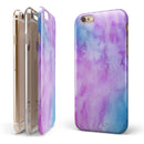 Teal to Pink 00424 Absorbed Watercolor Texture iPhone 6/6s or 6/6s Plus 2-Piece Hybrid INK-Fuzed Case