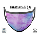 Teal to Pink 00424 Absorbed Watercolor Texture - Made in USA Mouth Cover Unisex Anti-Dust Cotton Blend Reusable & Washable Face Mask with Adjustable Sizing for Adult or Child