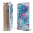 Teal to Pink 434 Absorbed Watercolor Texture iPhone 6/6s or 6/6s Plus 2-Piece Hybrid INK-Fuzed Case