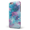 Teal to Pink 434 Absorbed Watercolor Texture iPhone 6/6s or 6/6s Plus 2-Piece Hybrid INK-Fuzed Case