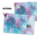 Teal to Pink 434 Absorbed Watercolor Texture - Premium Protective Decal Skin-Kit for the Apple Credit Card