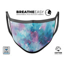 Teal to Pink 434 Absorbed Watercolor Texture - Made in USA Mouth Cover Unisex Anti-Dust Cotton Blend Reusable & Washable Face Mask with Adjustable Sizing for Adult or Child