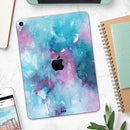 Teal to Pink 434 Absorbed Watercolor Texture - Full Body Skin Decal for the Apple iPad Pro 12.9", 11", 10.5", 9.7", Air or Mini (All Models Available)