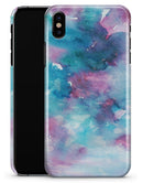 Teal to Pink 434 Absorbed Watercolor Texture - iPhone X Clipit Case