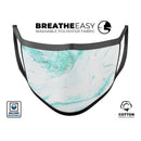 Teal v4 Textured Marble - Made in USA Mouth Cover Unisex Anti-Dust Cotton Blend Reusable & Washable Face Mask with Adjustable Sizing for Adult or Child
