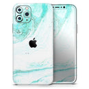 Teal v4 Textured Marble - Protective Skin Wrap & Decal – Compatible with iPhone SE to iPhone 17 Pro Max (All Models)