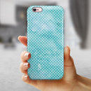 Teeny Tiny White Polka Dots on Aqua Watercolor iPhone 6/6s or 6/6s Plus 2-Piece Hybrid INK-Fuzed Case