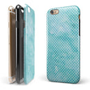 Teeny Tiny White Polka Dots on Aqua Watercolor iPhone 6/6s or 6/6s Plus 2-Piece Hybrid INK-Fuzed Case