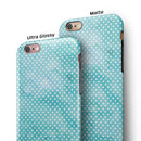 Teeny Tiny White Polka Dots on Aqua Watercolor iPhone 6/6s or 6/6s Plus 2-Piece Hybrid INK-Fuzed Case