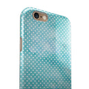 Teeny Tiny White Polka Dots on Aqua Watercolor iPhone 6/6s or 6/6s Plus 2-Piece Hybrid INK-Fuzed Case