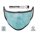 Teeny Tiny White Polka Dots on Aqua Watercolor - Made in USA Mouth Cover Unisex Anti-Dust Cotton Blend Reusable & Washable Face Mask with Adjustable Sizing for Adult or Child