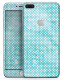 Teeny Tiny White Polka Dots on Aqua Watercolor - Skin-kit for the iPhone 8 or 8 Plus
