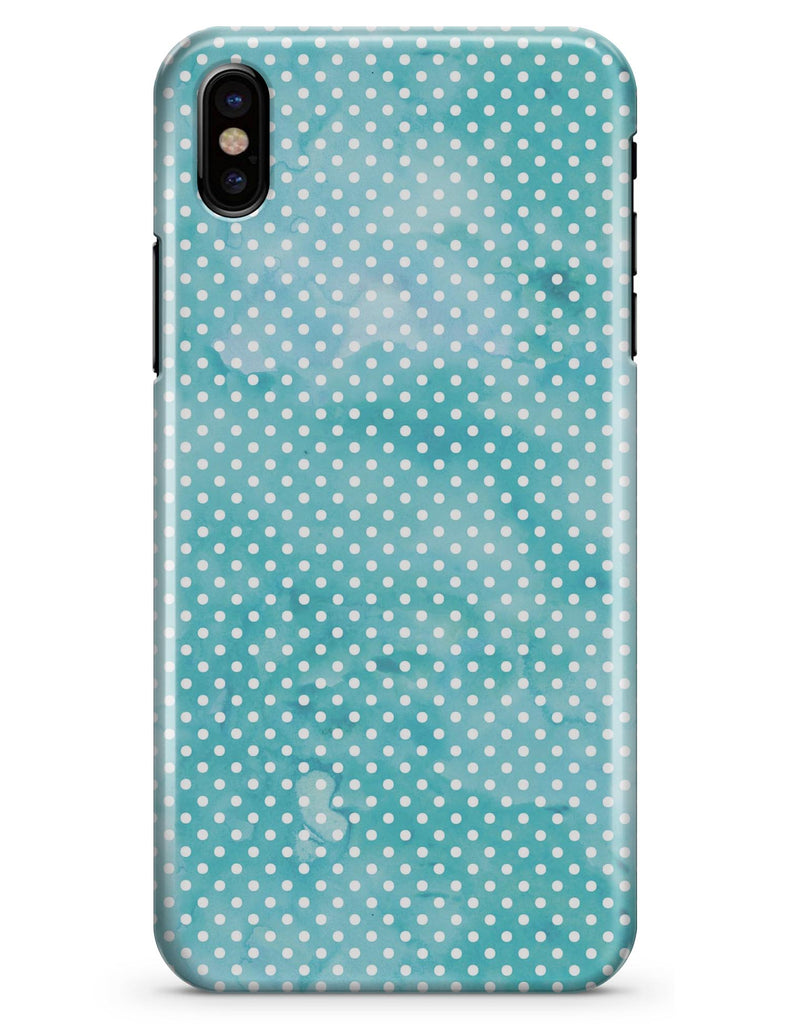 Teeny Tiny White Polka Dots on Aqua Watercolor - iPhone X Clipit Case