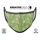 Teeny Tiny White Polka Dots on Green Watercolor - Made in USA Mouth Cover Unisex Anti-Dust Cotton Blend Reusable & Washable Face Mask with Adjustable Sizing for Adult or Child