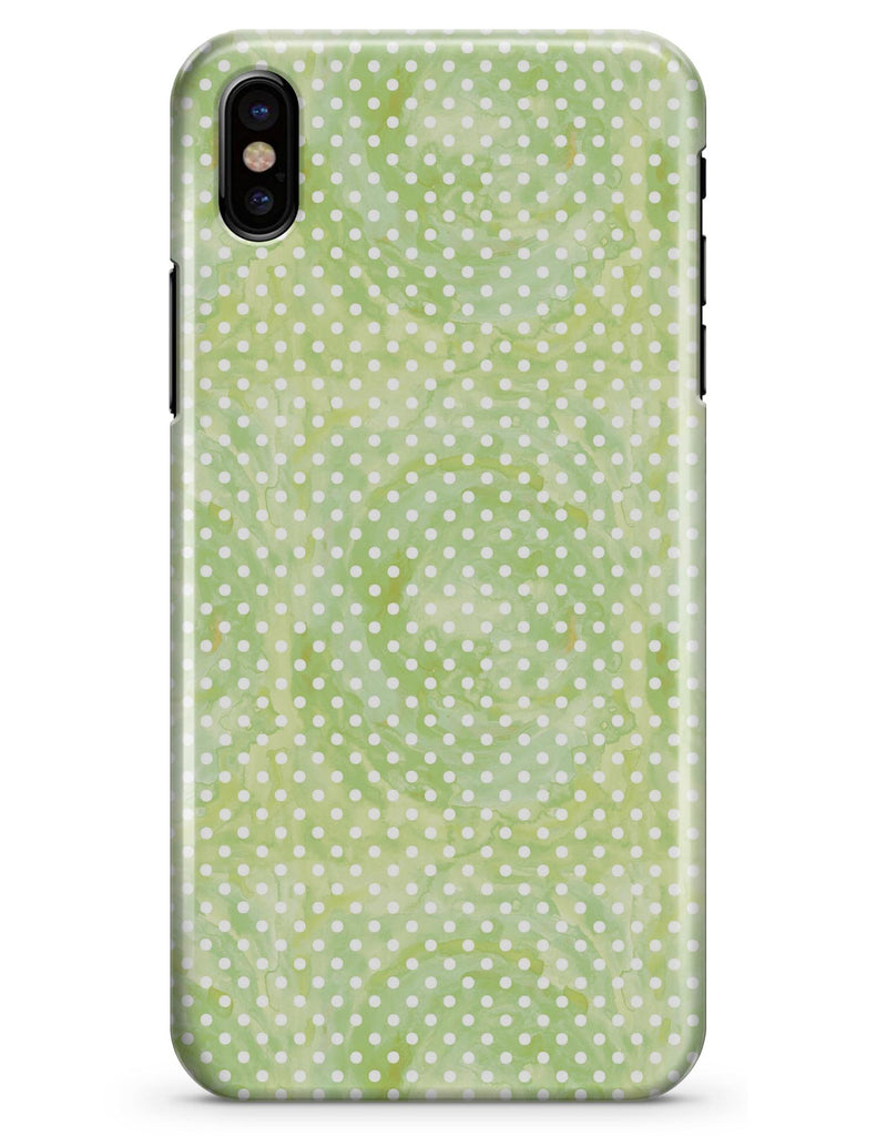 Teeny Tiny White Polka Dots on Light Green Watercolor - iPhone X Clipit Case