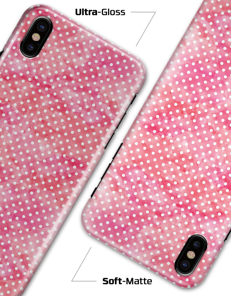 Teeny Tiny White Polka Dots on Pink Watercolor - iPhone X Clipit Case