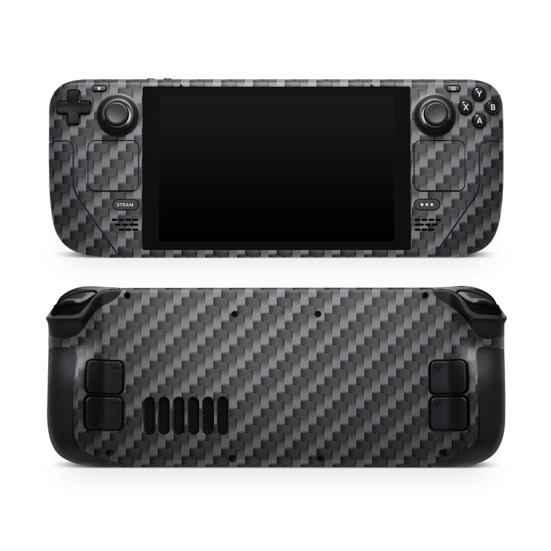Textured Black Carbon Fiber // Full Body Skin Decal Wrap Kit for the Steam Deck handheld gaming computer