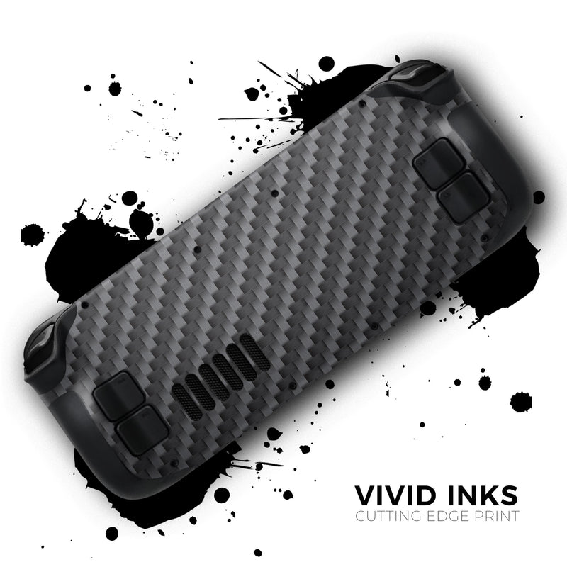 Textured Black Carbon Fiber // Full Body Skin Decal Wrap Kit for the Steam Deck handheld gaming computer