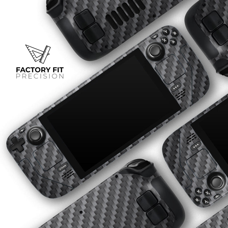 Textured Black Carbon Fiber // Full Body Skin Decal Wrap Kit for the Steam Deck handheld gaming computer