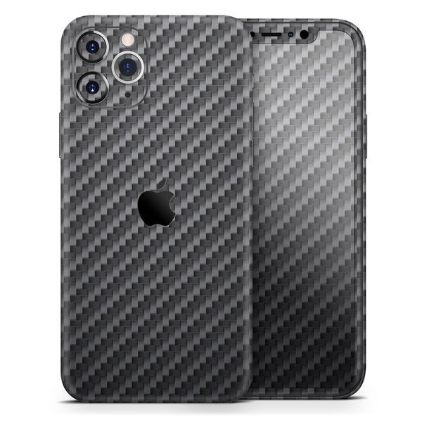 Textured Black Carbon Fiber // Skin-Kit compatible with the Apple iPhone 14, 13, 12, 12 Pro Max, 12 Mini, 11 Pro, SE, X/XS + (All iPhones Available)