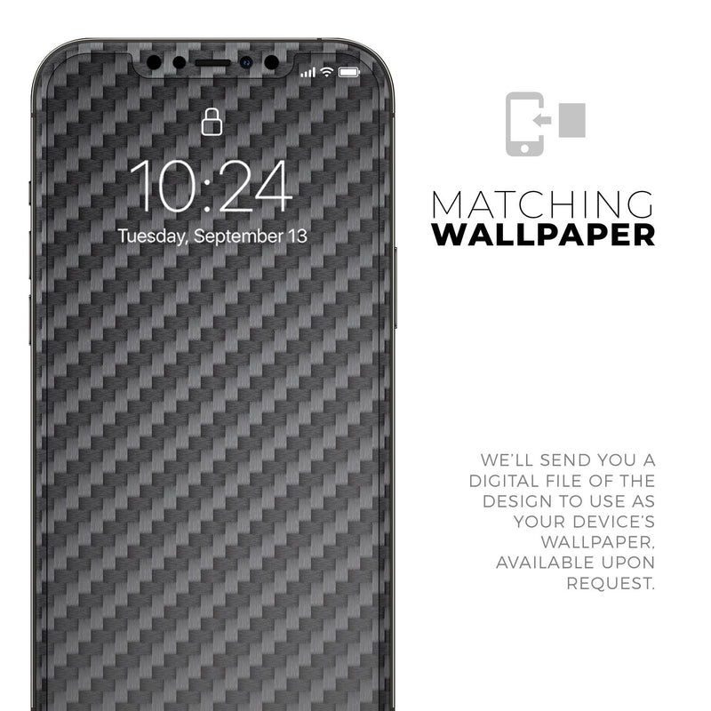 Textured Black Carbon Fiber // Full-Body Skin Decal Wrap Cover for Apple iPhone 15, 14, 13, Pro, Pro Max, Mini, XR, XS, SE (All Models)