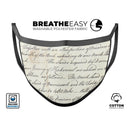 The 18th Century Script Pattern - Made in USA Mouth Cover Unisex Anti-Dust Cotton Blend Reusable & Washable Face Mask with Adjustable Sizing for Adult or Child
