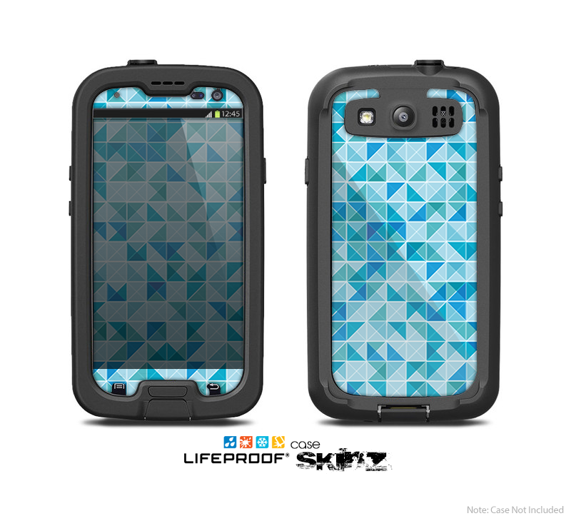 The Abstarct Blue Triangular Cubes  Skin For The Samsung Galaxy S3 LifeProof Case