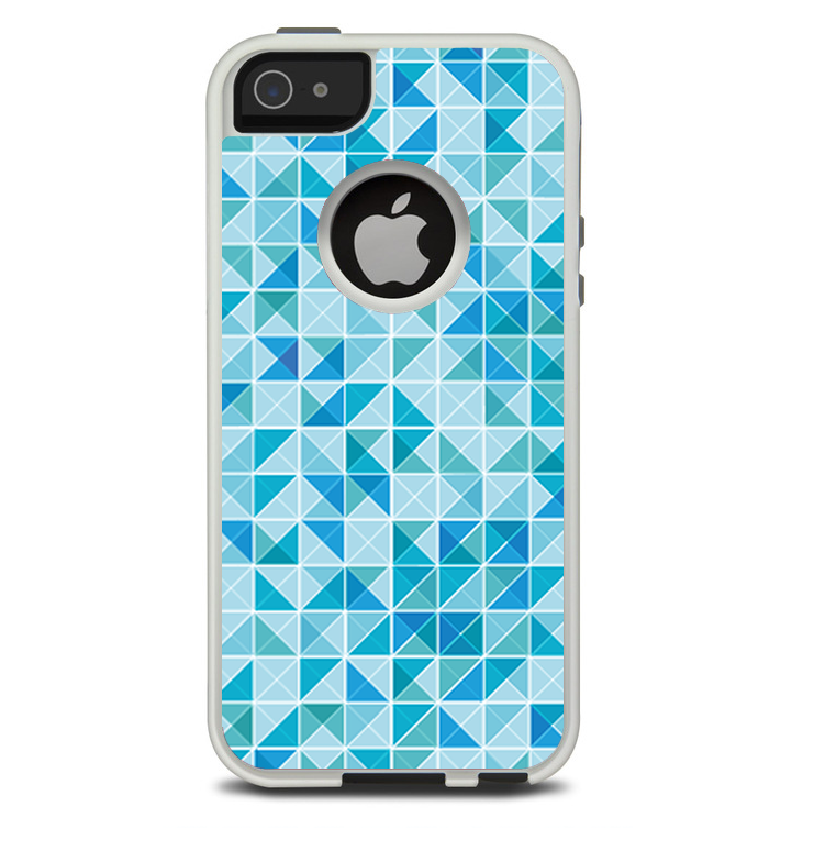 The Abstract Blue Triangular Cubes  Skin For The iPhone 5-5s Otterbox Commuter Case