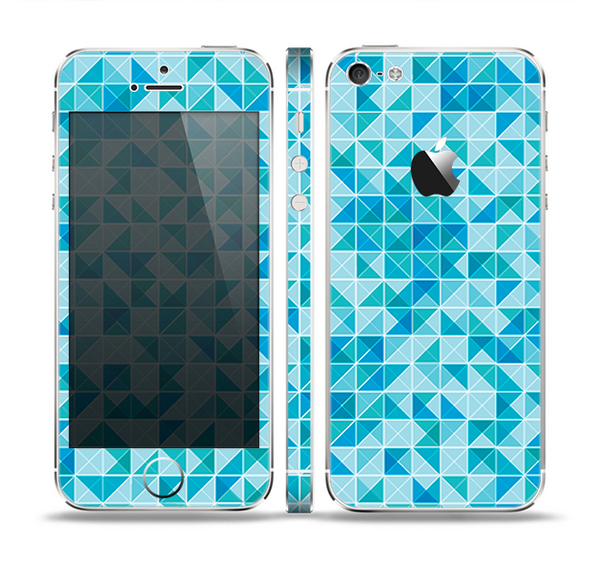 The Abstarct Blue Triangular Cubes Skin Set for the Apple iPhone 5