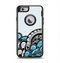 The Abstract Black & Blue Paisley Waves Apple iPhone 6 Otterbox Defender Case Skin Set