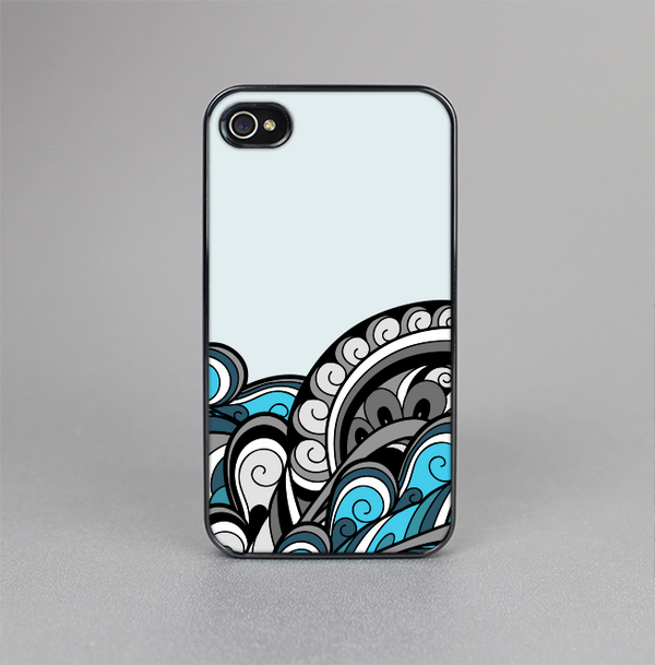 The Abstract Black & Blue Paisley Waves Skin-Sert for the Apple iPhone 4-4s Skin-Sert Case
