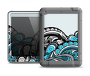 The Abstract Black & Blue Paisley Waves Apple iPad Mini LifeProof Fre Case Skin Set