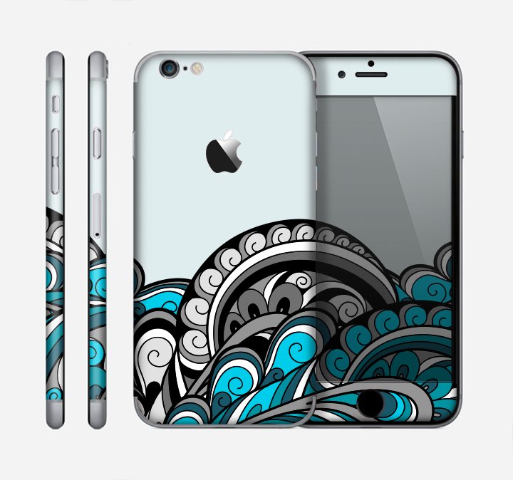 The Abstract Black & Blue Paisley Waves Skin for the Apple iPhone 6
