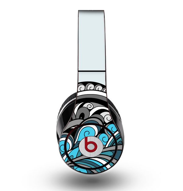 The Abstract Black & Blue Paisley Waves Skin for the Original Beats by Dre Studio Headphones