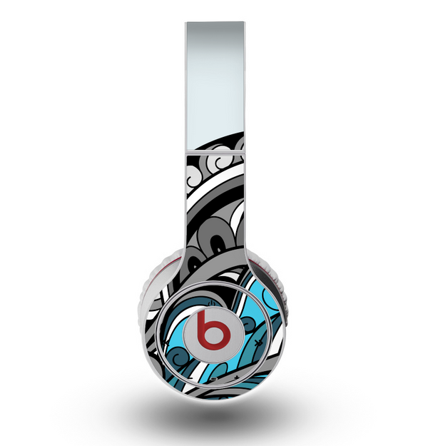 The Abstract Black & Blue Paisley Waves Skin for the Original Beats by Dre Wireless Headphones