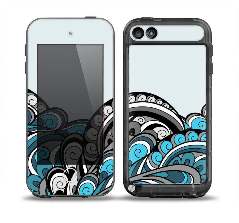 The Abstract Black & Blue Paisley Waves Skin for the iPod Touch 5th Generation frē LifeProof Case