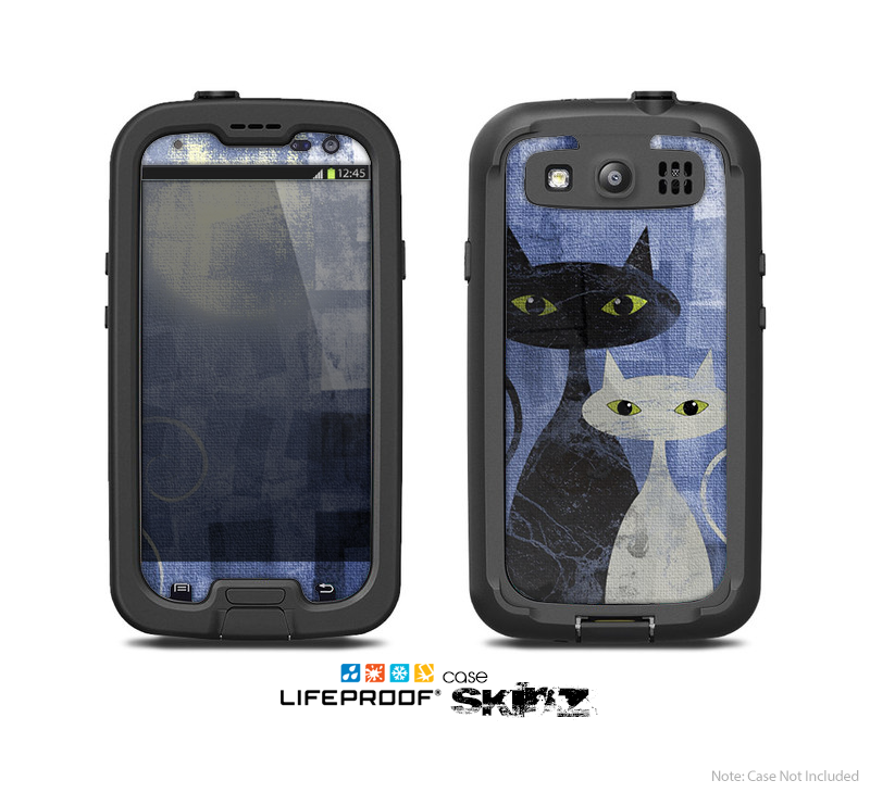 The Abstract Black & White Cats Skin For The Samsung Galaxy S3 LifeProof Case