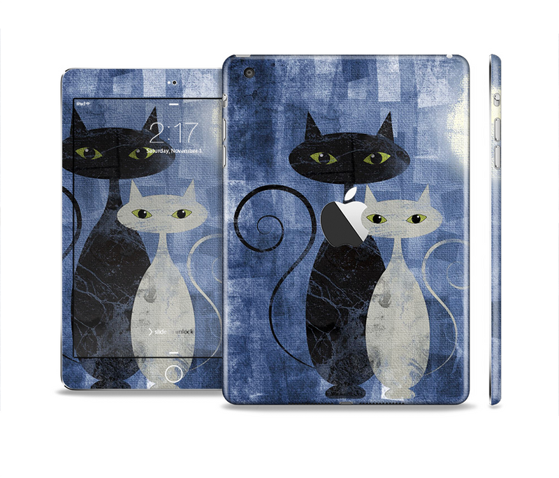 The Abstract Black & White Cats Full Body Skin Set for the Apple iPad Mini 2