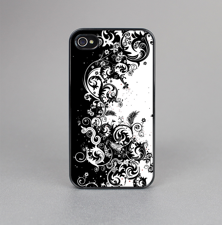 The Abstract Black & White Swirls Skin-Sert for the Apple iPhone 4-4s Skin-Sert Case