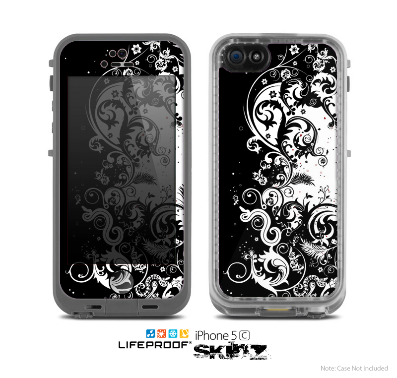 The Abstract Black & White Swirls Skin for the Apple iPhone 5c LifeProof Case