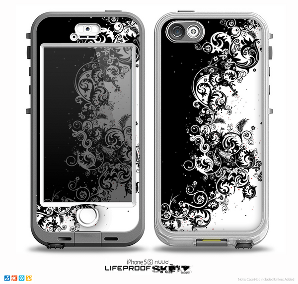 The Abstract Black & White Swirls Skin for the iPhone 5-5s NUUD LifeProof Case