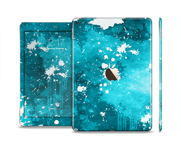 The Abstract Bleu Paint Splatter Skin Set for the Apple iPad Pro