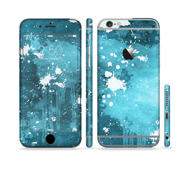 The Abstract Bleu Paint Splatter Sectioned Skin Series for the Apple iPhone 6 Plus