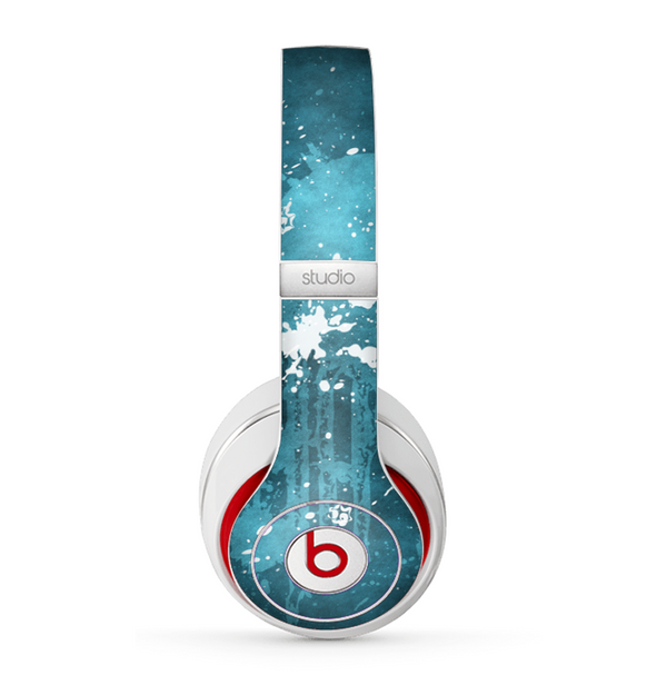 The Abstract Bleu Paint Splatter Skin for the Beats by Dre Studio (2013+ Version) Headphones