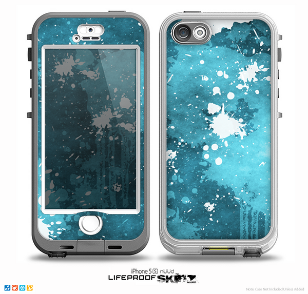 The Abstract Bleu Paint Splatter Skin for the iPhone 5-5s NUUD LifeProof Case