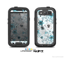 The Abstract Blue & Black Seamless Flowers Skin For The Samsung Galaxy S3 LifeProof Case