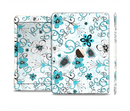 The Abstract Blue & Black Seamless Flowers Skin Set for the Apple iPad Air 2