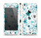 The Abstract Blue & Black Seamless Flowers Skin Set for the Apple iPhone 5s