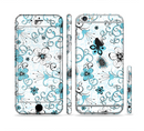 The Abstract Blue & Black Seamless Flowers Sectioned Skin Series for the Apple iPhone 6