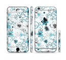 The Abstract Blue & Black Seamless Flowers Sectioned Skin Series for the Apple iPhone 6s Plus